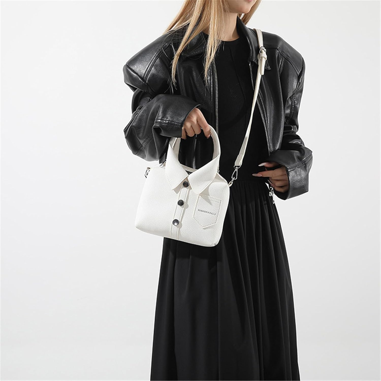 Crossbody Bag for Women Fashion PU Leather Funny Shirt Shape Shoulder Purse Top Handle Handbag with Adjustable Strap - Image 3