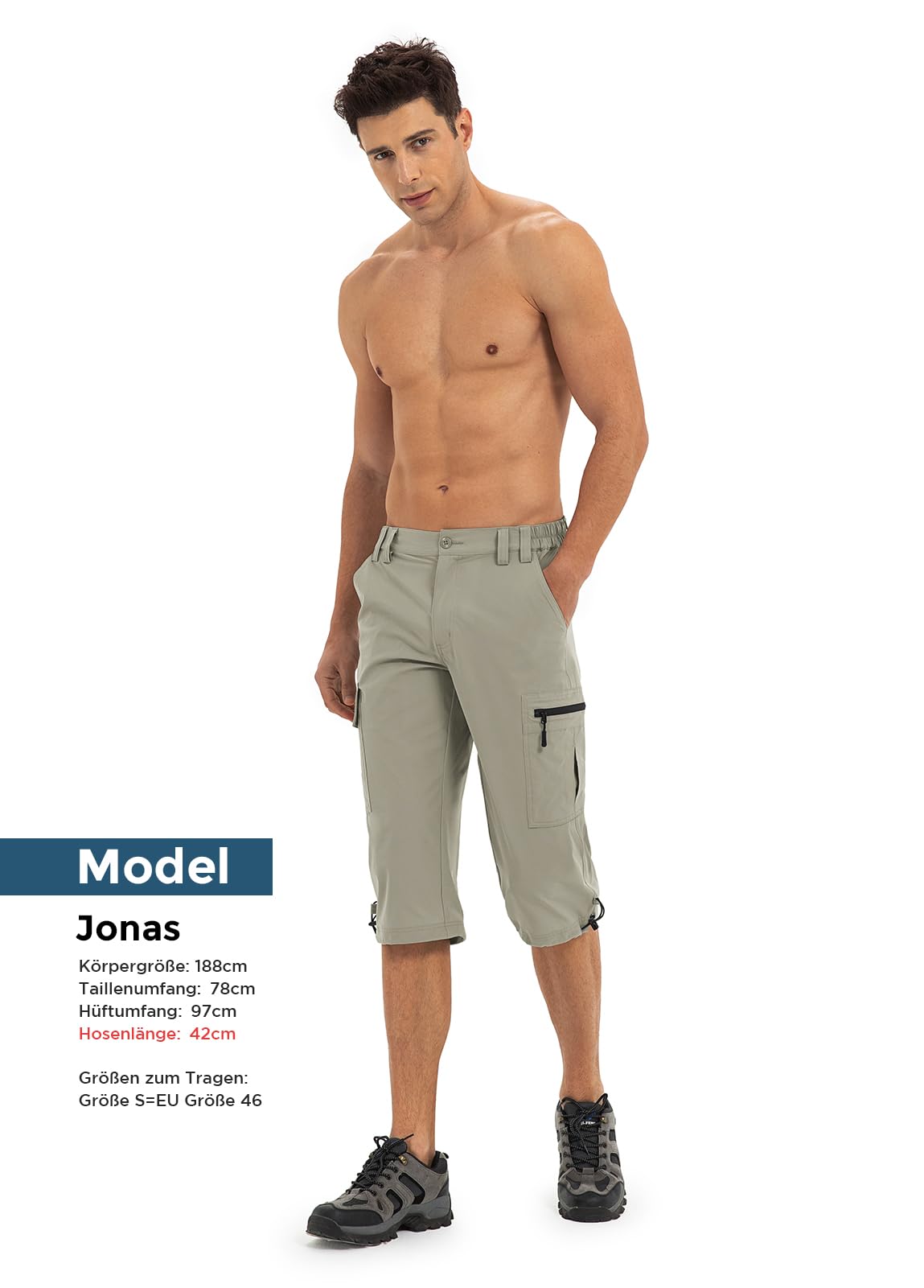 Wespornow Pantalones Cortos 3/4 para Hombre, Bermudas, Cargo al Aire Libre, Impermeables, Pantalones de Senderismo, elásticos, Trekking, Pantalones Deportivos