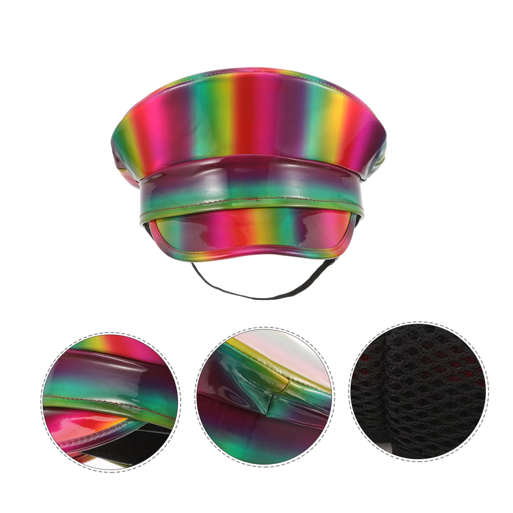 BESTYASH Sombrero De Colorido Para Mujer Gorro De Fiesta Náutica Sombrero De Cuero Brillante Diseño Arcoíris Para Eventos Temáticos y Fotos Festivas