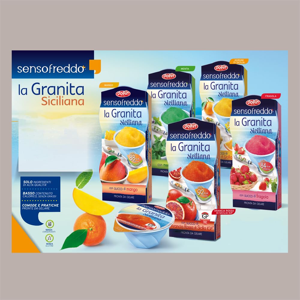 Granita Siciliana Gusto Anguria Senso Freddo Pronta da Gelare Dolfin - 12 Pz da 100 ml -