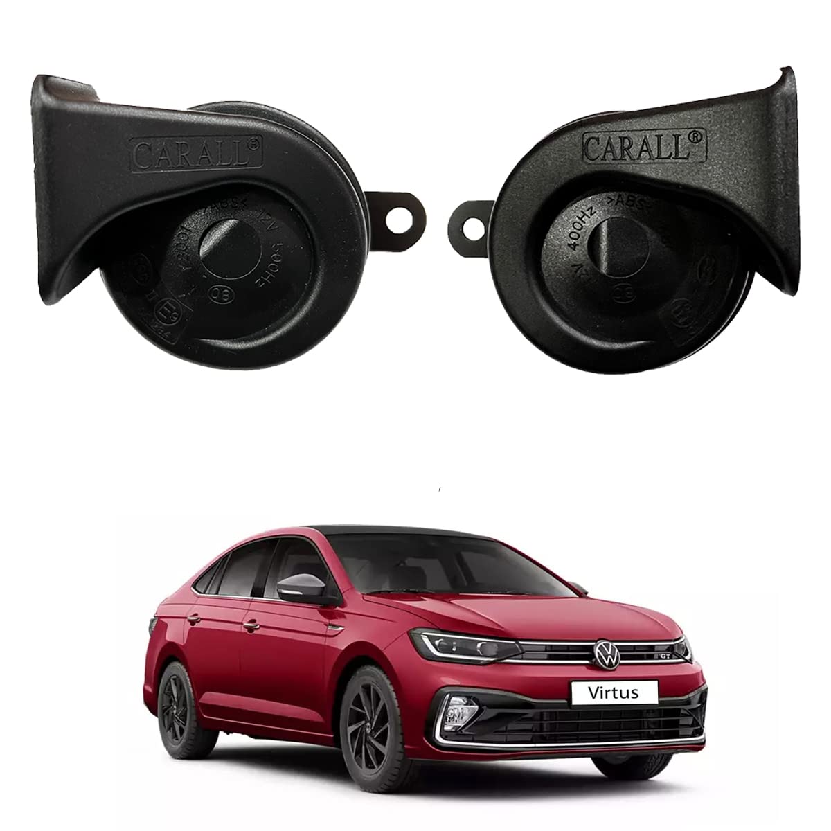 Oshotto 12V (K8001) Car Horn - Trumpet Sound 2Pc Set (Low + High) compatible with Volkswagen Virtus