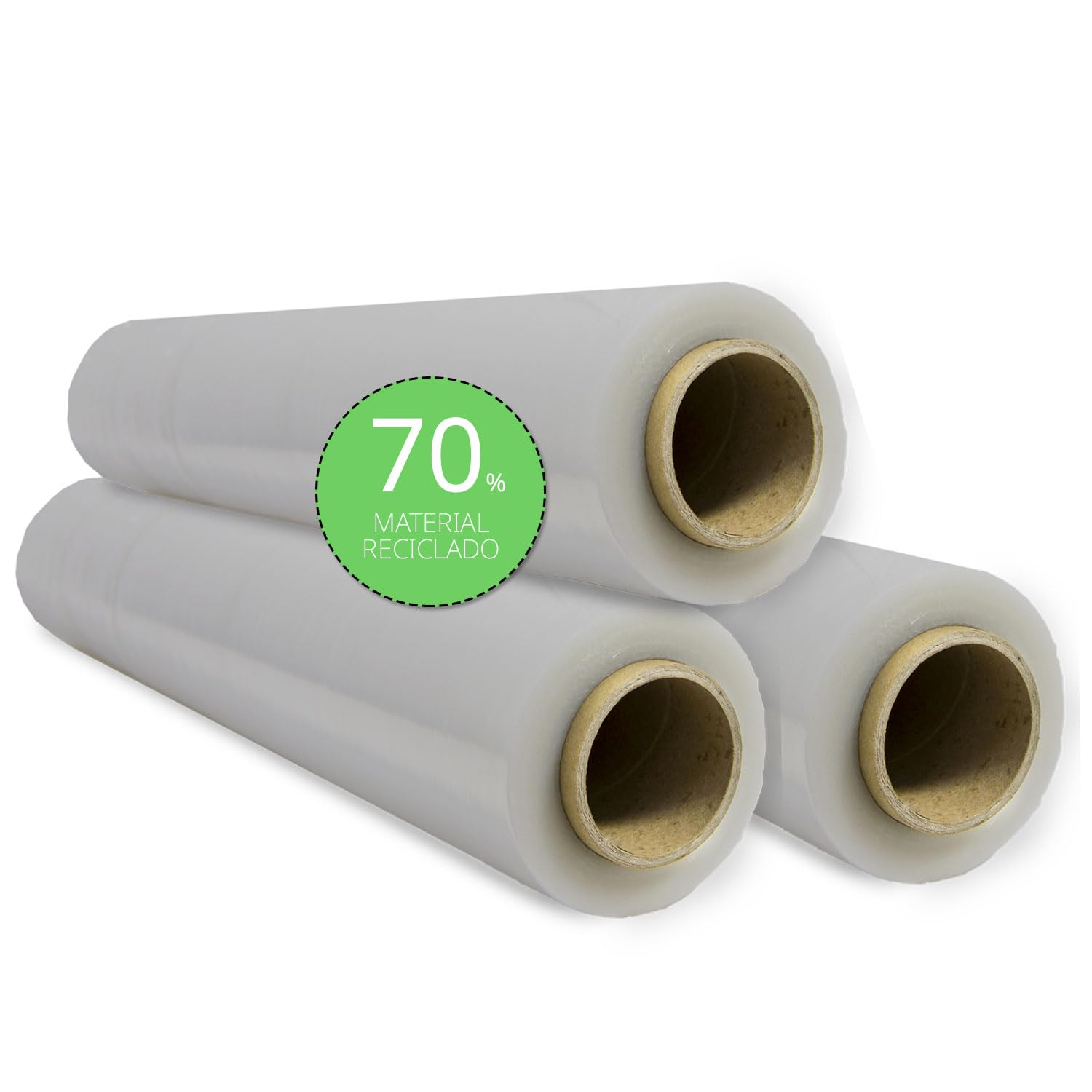 Film de Embalaje Elástico Eco, Film de Plástico Transparente para Embalar hecho 70% Material Reciclado, Rollo de Plástico Protector de Envíos y Mudanzas - Ofituria (3 unidad)