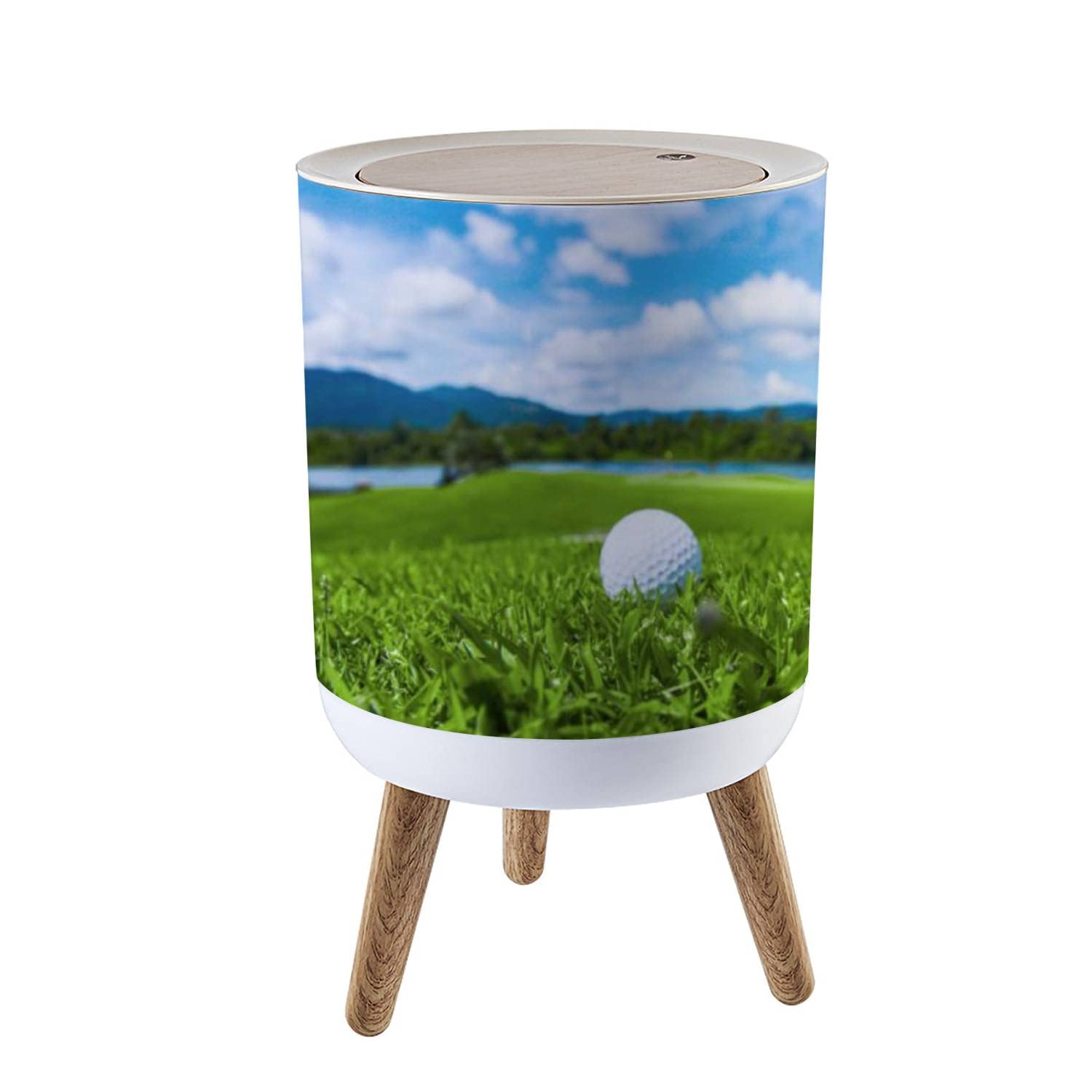 PHAIBHKERP Small Trash Can with Lid Ball on Course Garbage