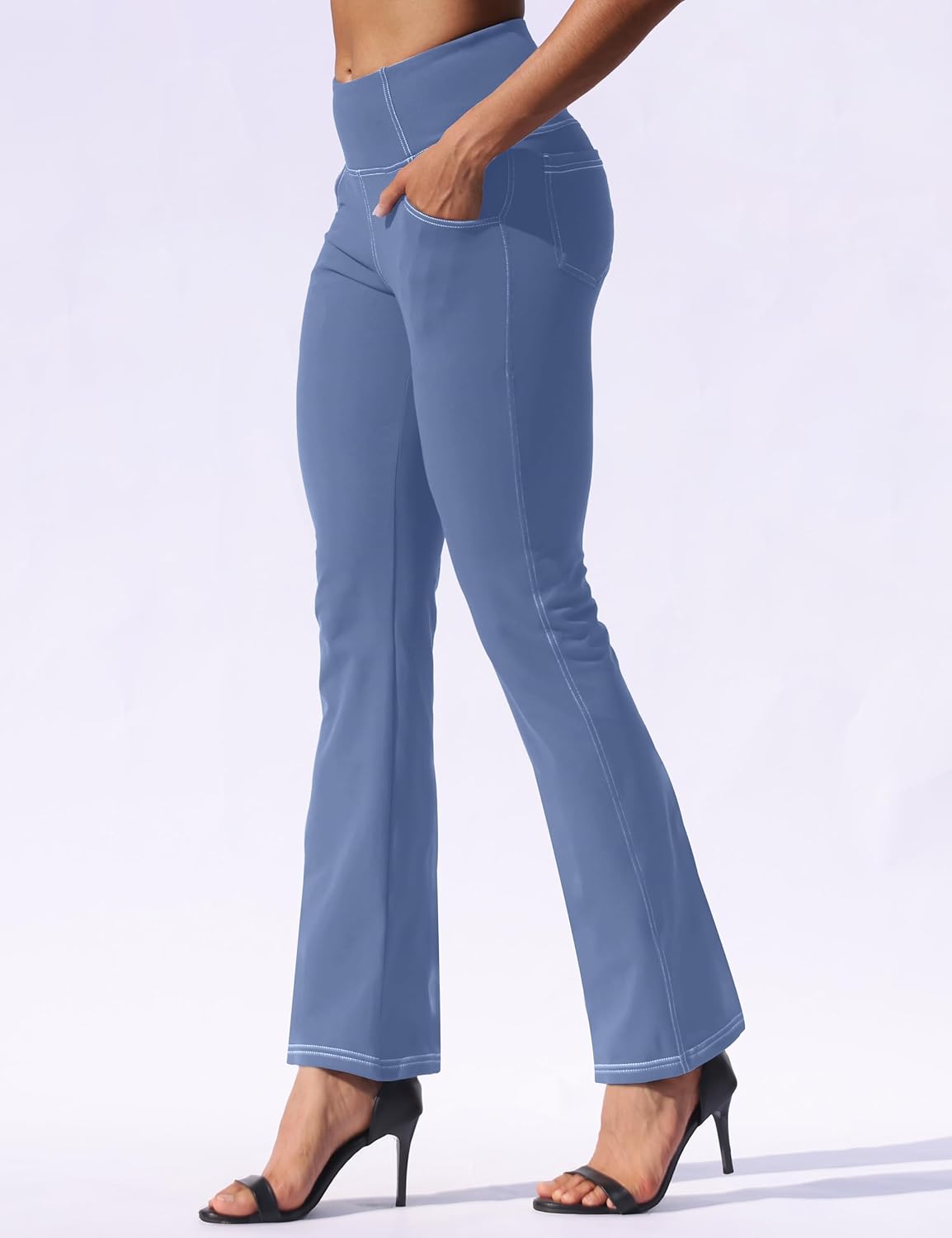 Women's Bootcut Yoga Pants, Leggings Flare with 4 Pockets High Waisted Causal Dress Pants Petite/Tall/Regular