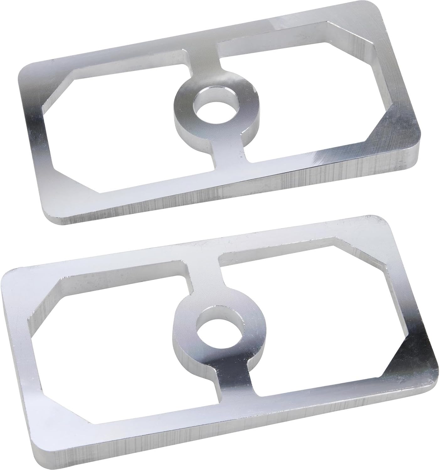 Speedway Motors Pinion Angle Leaf Spring Shim Kit with 4-Degree and 2-Degree Aluminum Shims, Fits 2.5 Inch Wide Leaf Springs, 5 Inch Long Precision-Machined Shims, Set of Four