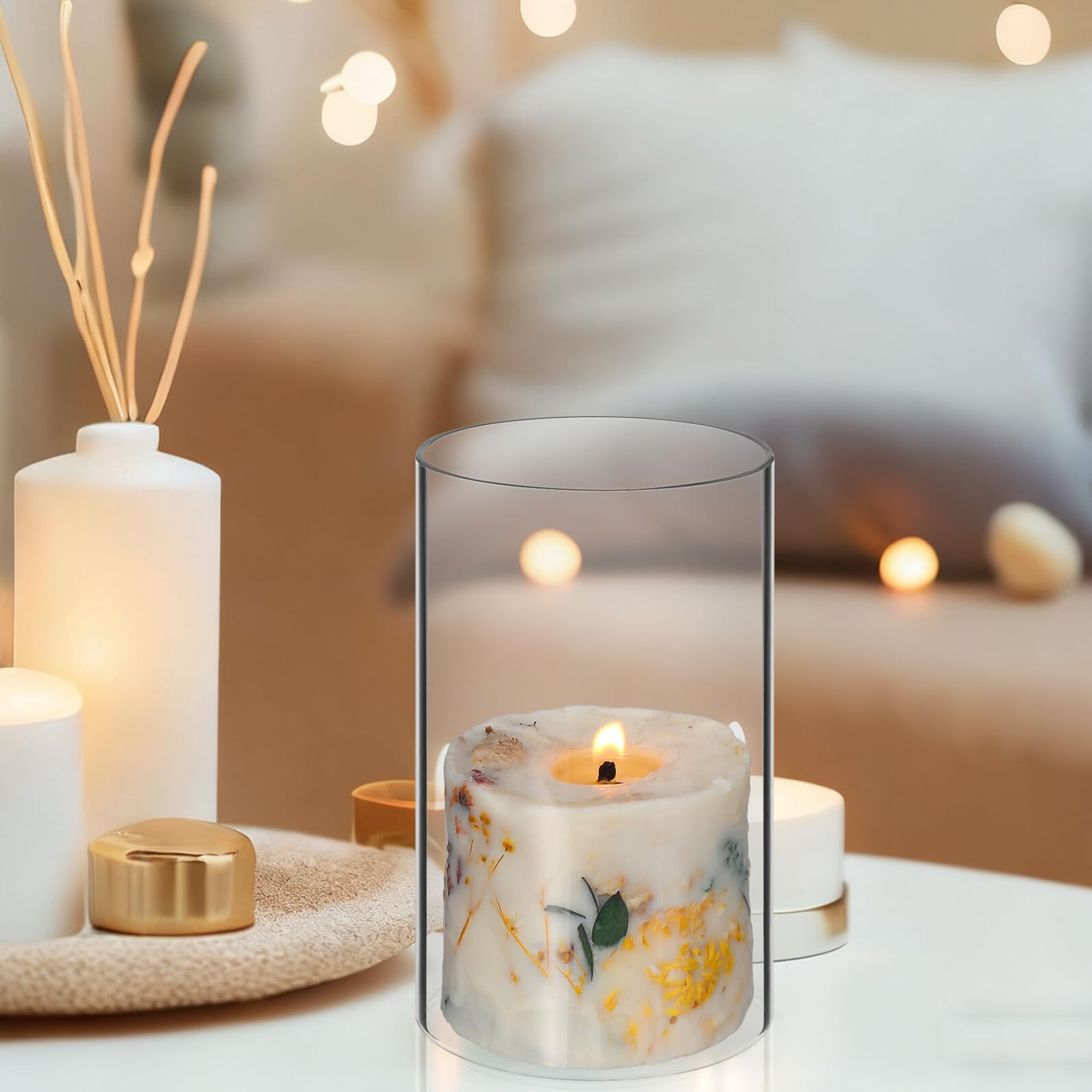TOYANDONA Portacandele in Vetro 2 Pezzi Copri Candele Antiventoin Vetro per Candele Decorazione Creativa e Protezione per Uso Domestico