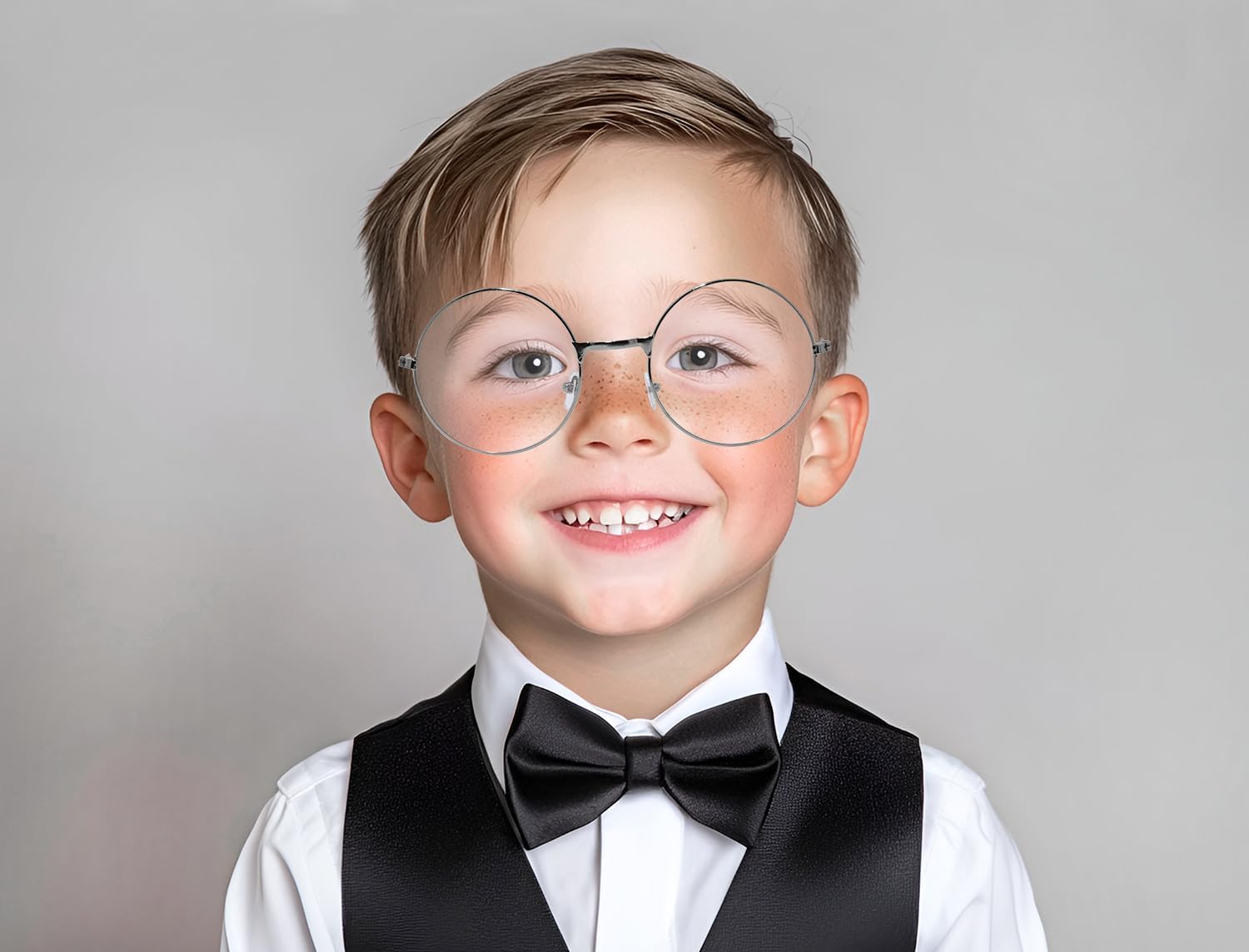 PENTA ANGEL Retro Round Glasses Halloween Wizard Old Man Costume Eyeglasses for Men Women Adult Party Dress Up Accessories