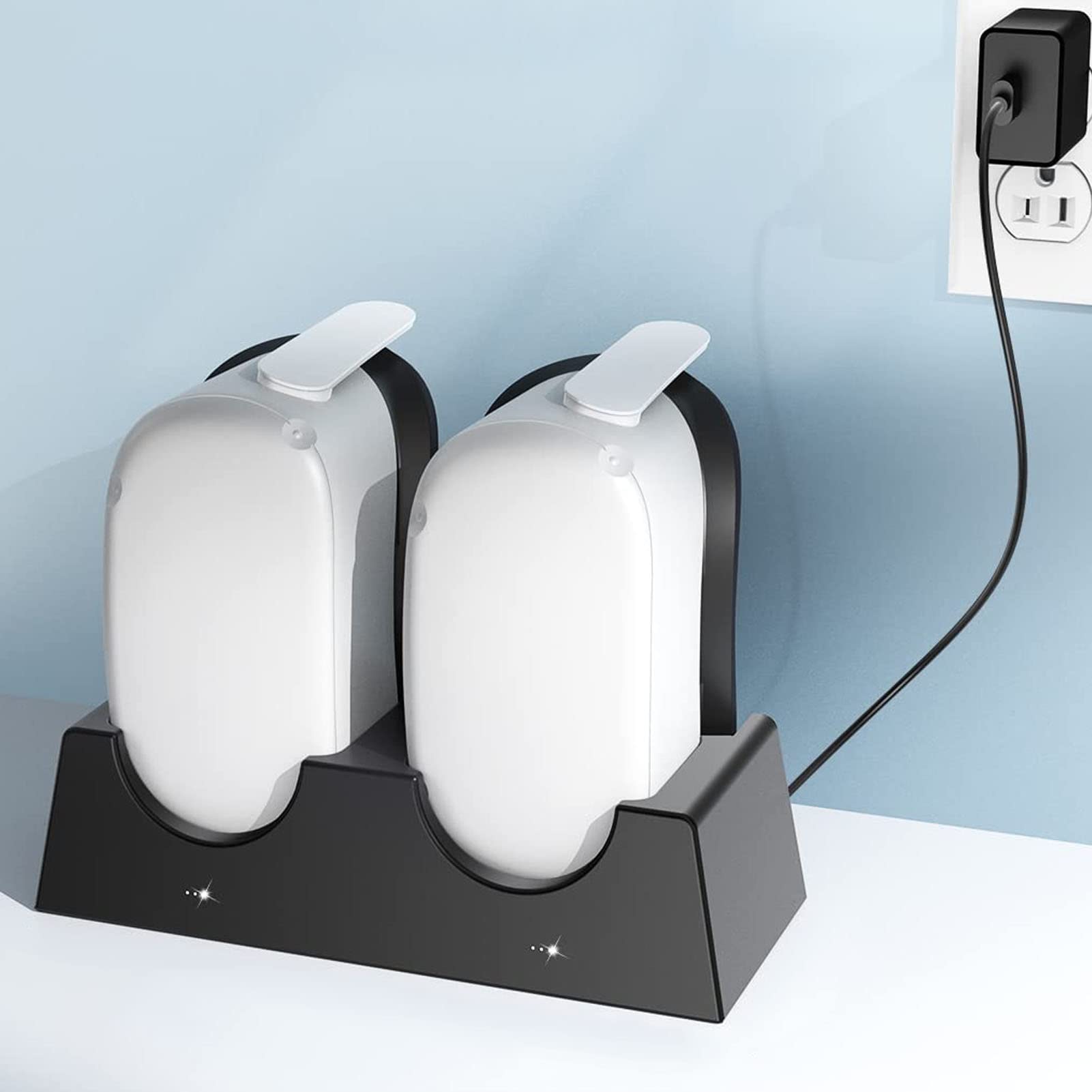 Base di Ricarica per Controller VR, Caricabatterie Doppio 2 in 1 Veloce con Indicatore LED di Carica e Interfaccia USB C, Potenza di Picco 20W per Gioco in Casa, ABS , 1 Pezzo