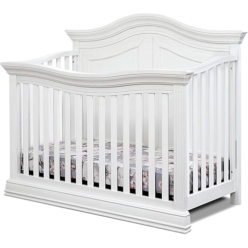 Sorelle Providence 4 in 1 Convertible Crib – Traditional Nursery Crib with Curved Panels, Converts to Toddler Bed, Daybed and Full Size Bed