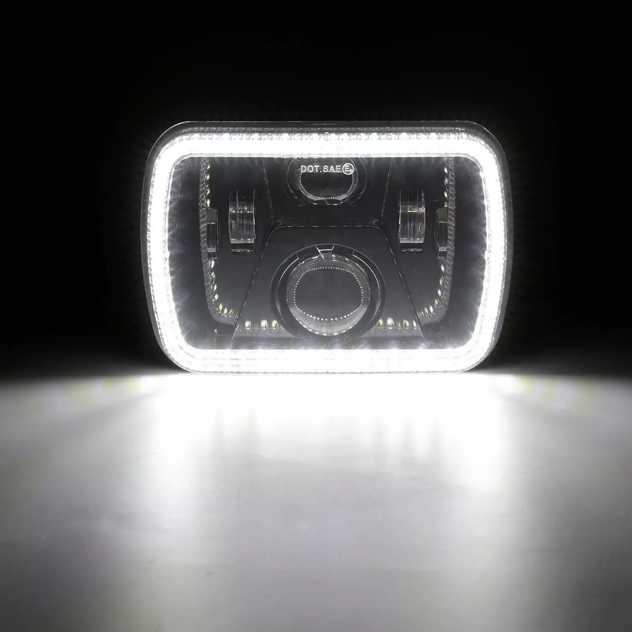 JJ 2 przednie reflektory LED 60 W, 12 V, 24 V, 20 x 14 cm, światła drogowe i mijania, do jazdy dziennej, kabel do jazdy dziennej, z wtyczką do motocykla, samochodu terenowego, 4 x 4 terenowe
