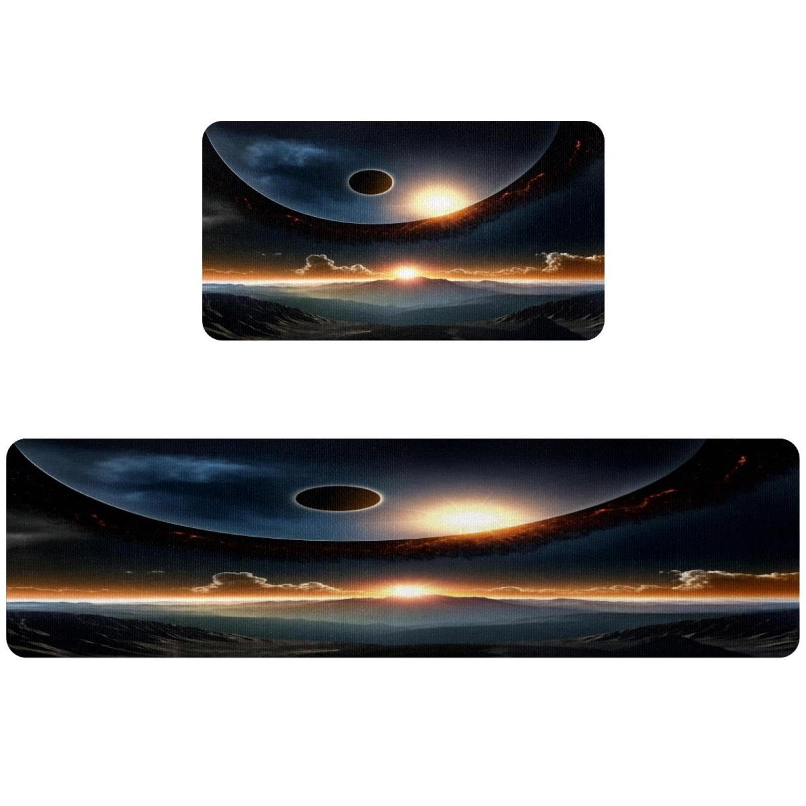 Tapete de cocina de 2 piezas ideal para el pasillo y el cuarto de lavado con eclipse solar
