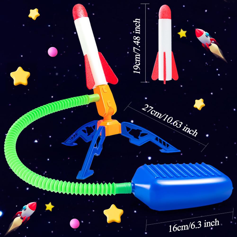 Lanceur de Fusée Jouet Fusée Air Kit avec 6 Roquettes Mousse Enfant 3-12 Ans Cadeau Anniversaire