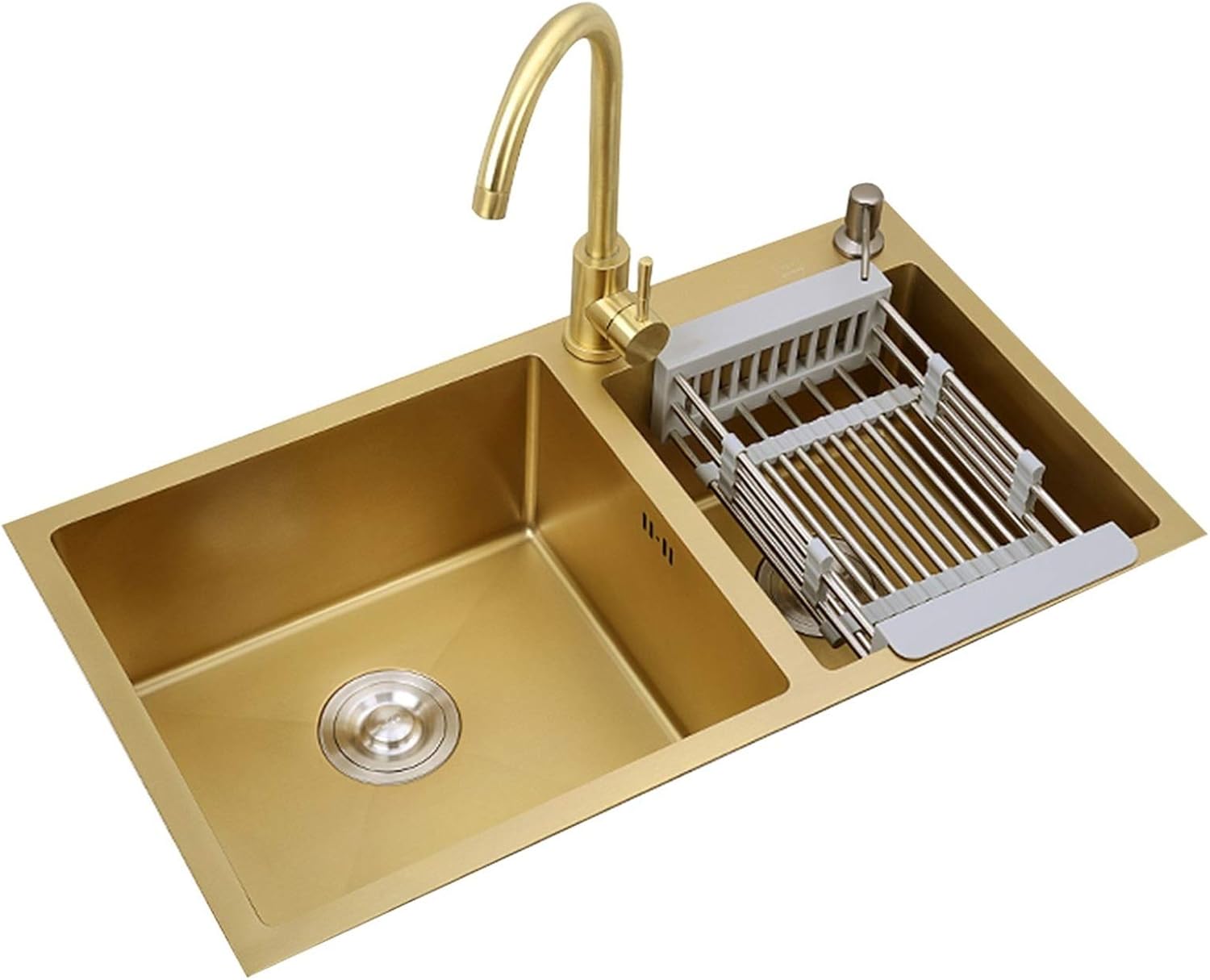 Amazon.co.jp キッチンシンク バーシンクナノコーティングされたシンクキッチンのシンク黄金のシンクステンレススチールダブルプール