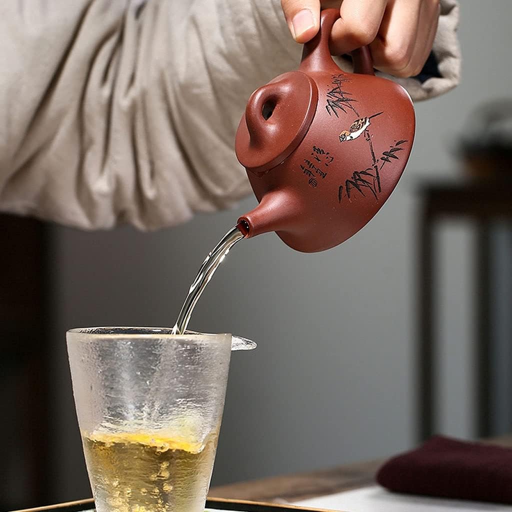 Teapot Zisha Teapot Traditional Yixing Purple Clay Teapot Qing Cement Teapot Handmade Painted Teapot Kung Fu Tea Set Household Tea Kettle Pottery Teapot