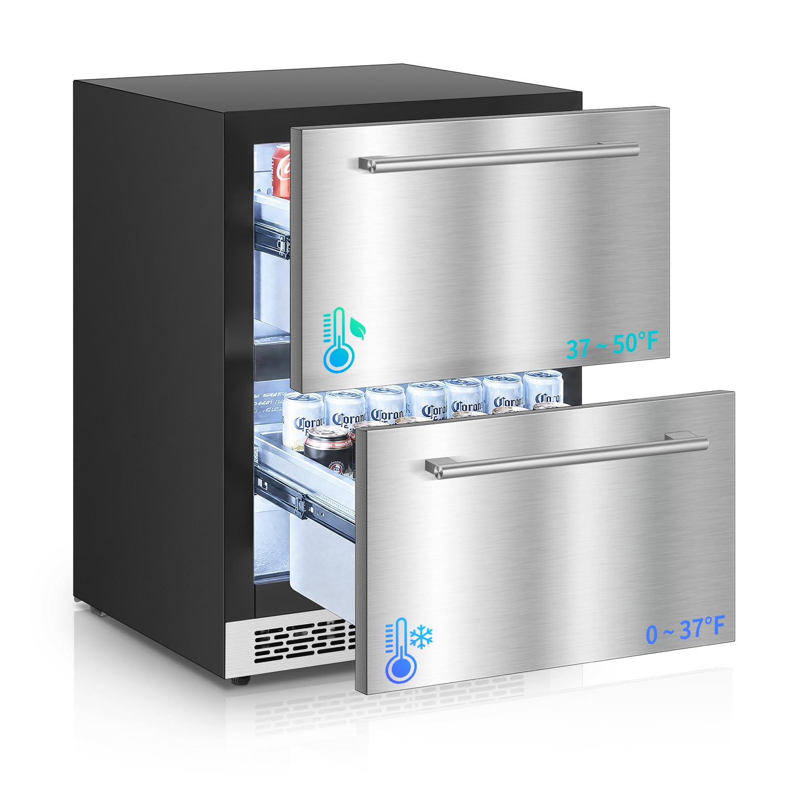 FOHERE 24 Inch Outdoor Refrigerator Drawer and Freezer Combo
