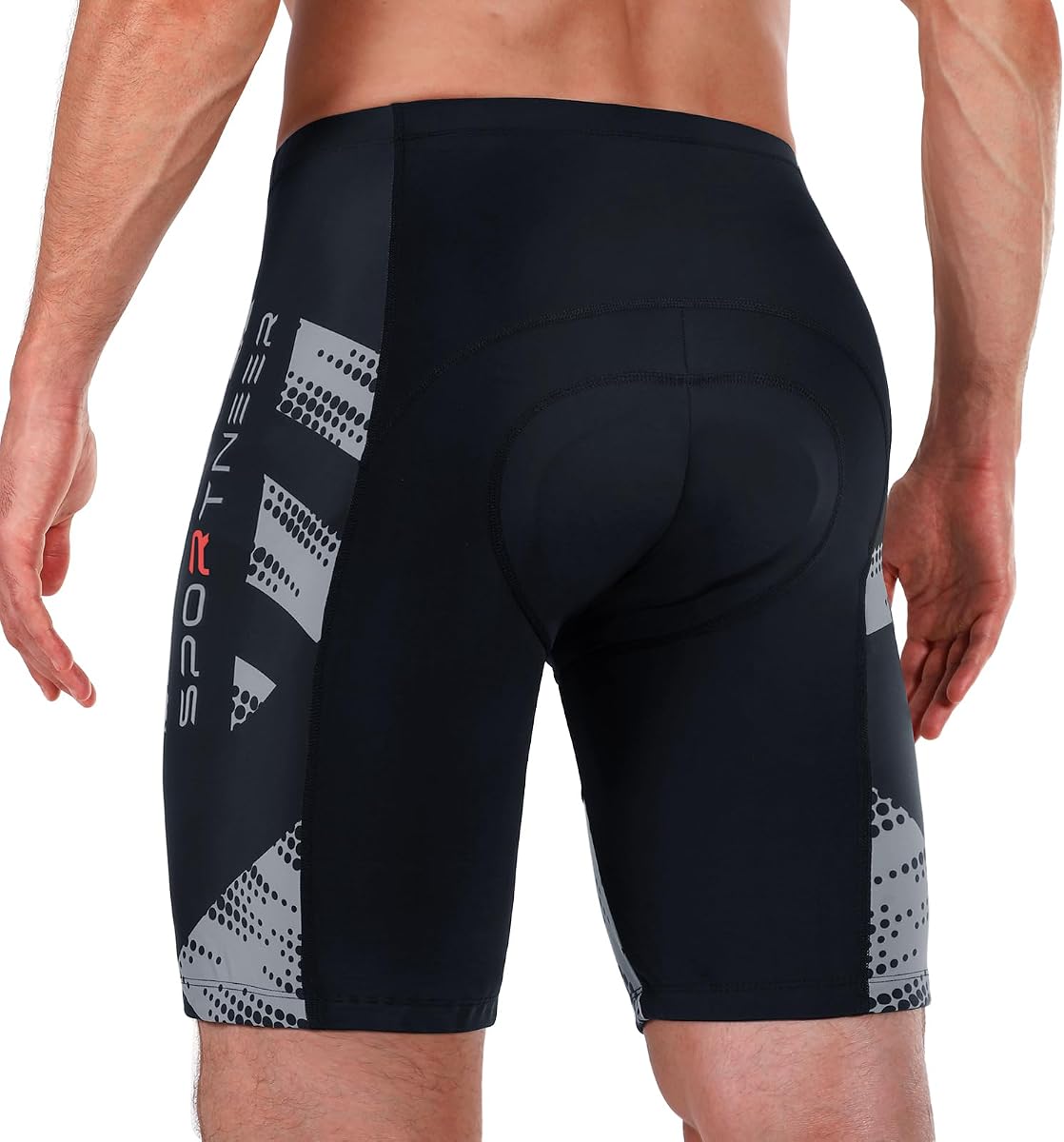 Sportneer Pantalones Cortos de Ciclismo Acolchados para Hombres Acolchado 4D Pantalones Cortos de Ciclismo para Hombres UPF 50+ Transpirables