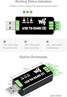 Vista 8 de waveshare USB industrial al convertidor bidireccional RS485 a bordo de circuitos múltiples CH343G originales