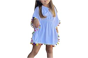 Niñas Baño Playa Vestidos Toalla Salida de Baño Pompón Poncho