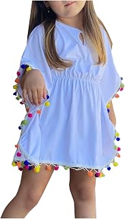 Toddler Baby Girls Swimsuit Coverup Beach Dresses Tassels Cover Up Pompom Poncho Rash Guards