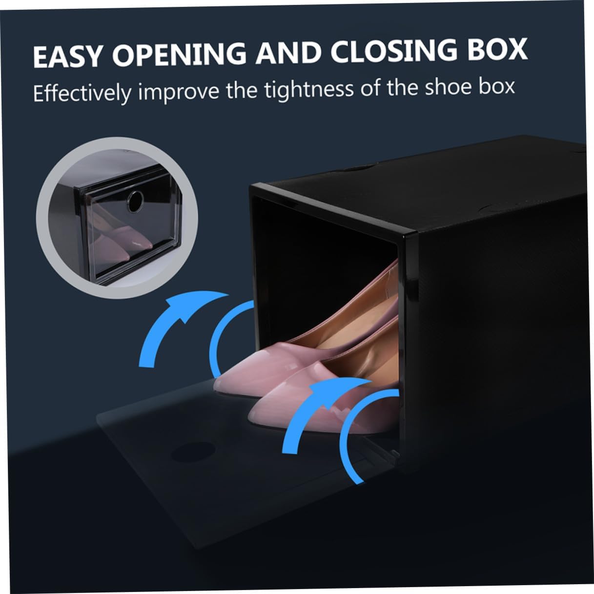 KICHOUSE 6pcs Stackable Shoe Storage Boxes for Sneakers and Boots, Black Pp Plastic Dustproof and Anti-oxidation Shoe Organizer with Front Opening, 34x18x25cm, Household Closet Storage