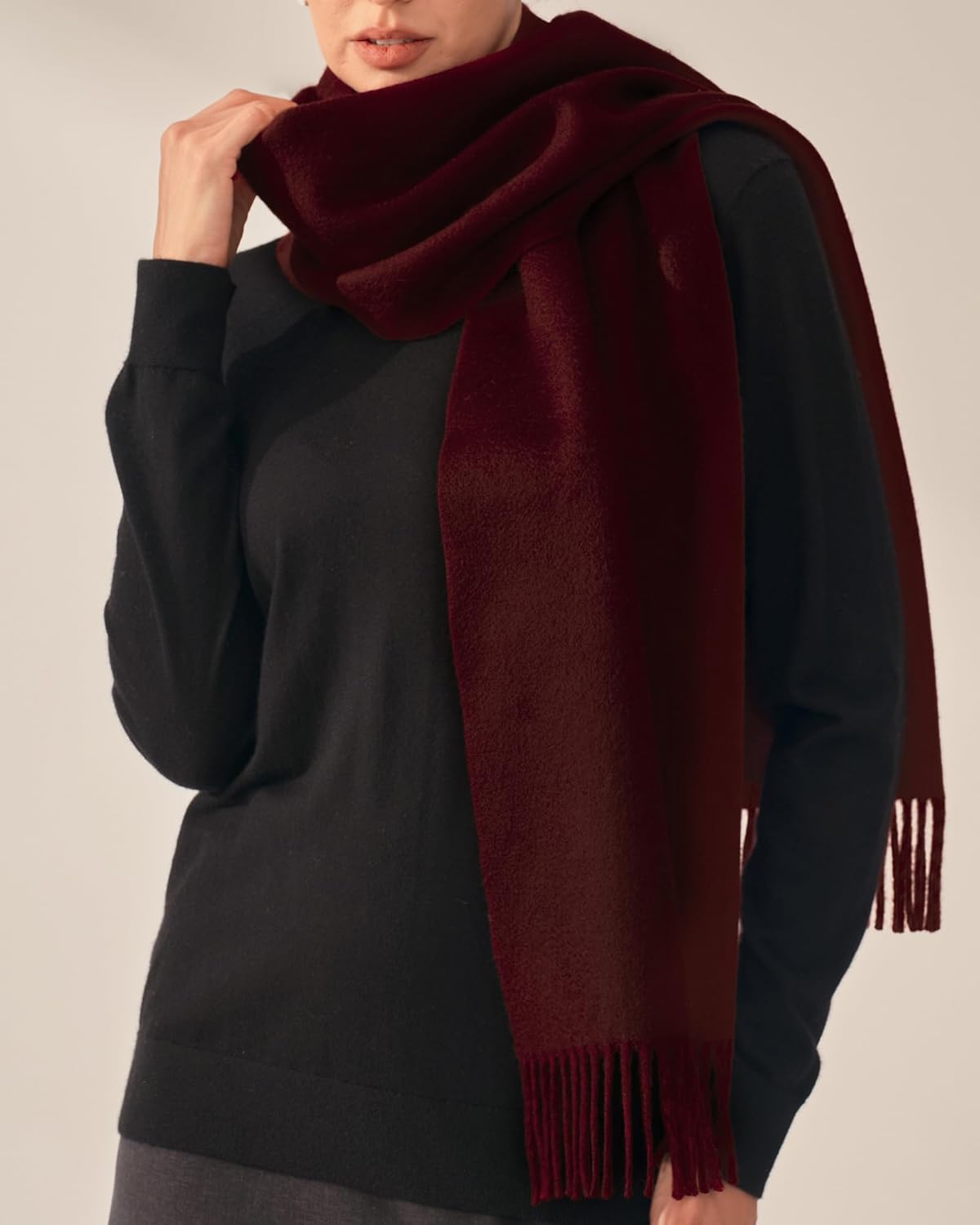 KVSS 100% Pure Cashmere Woven Scarf for Women Soft Winter Wraps Fringed Edges | Luxury Cashmere from inner Mongolia - Image 2