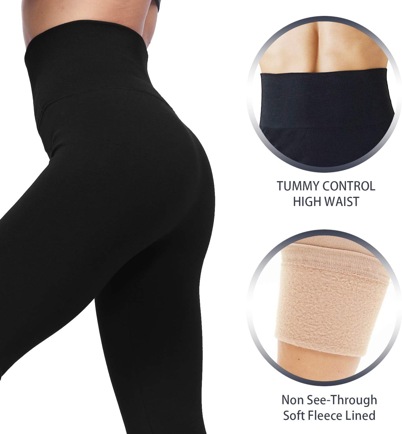 LUOYANXI Fleece Lined Leggings Women - Thermal Soft Warm High Waisted Pants image 5