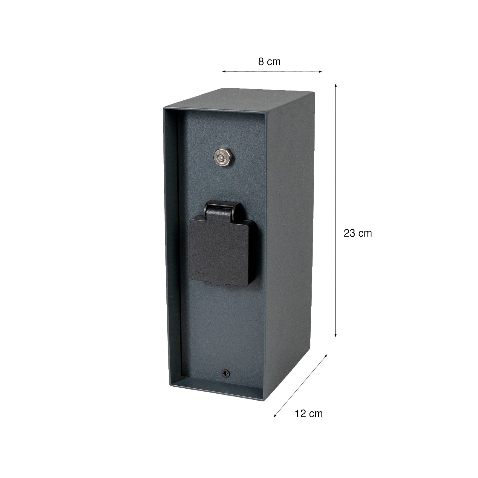 Grafner Edelstahl Design Gartensteckdose Dämmerungssensor, 3 Steckdosen, IP44, eckig, anthrazit, KEIN ROST – Pulverbeschichtung, Energiesäule Mehrfach Metall Außen Steckdose schwarz Helligkeitssensor