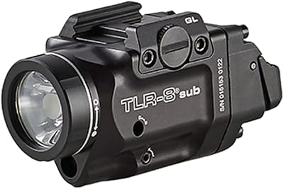 Streamlight 69438 TLR-8G Sub 500-Lumen Compact Rail-Mounted Tactical Light with Integrated Green Aiming Laser Exclusively for 1913 Short-Railed Models with CR123A Battery, Black