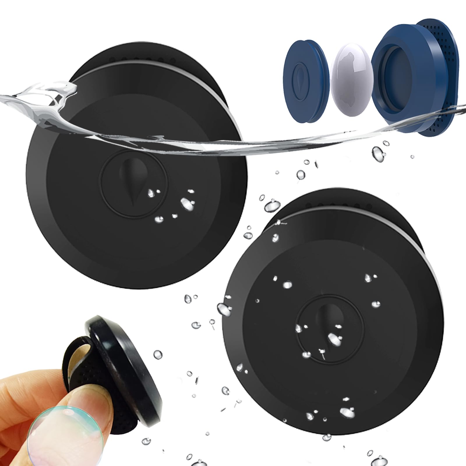 Mwdzfq 2 Pack Waterproof Airtag Sticker Mount with 3M Adhesive Sticker, Silicone Hidden GPS Tracker Mount Accessories for Apple Air Tag, Shockproof