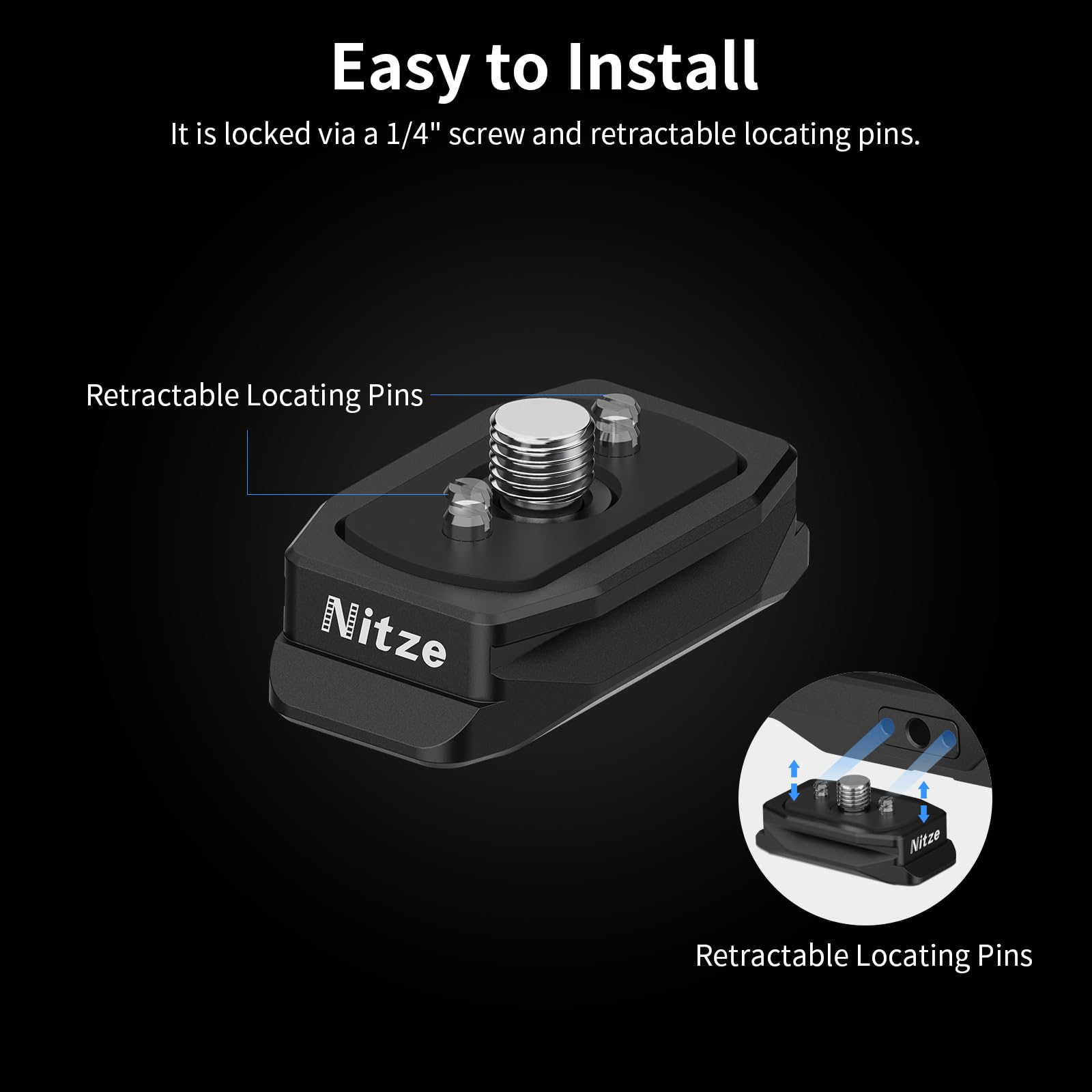 Nitze NATO Rail de 38mm, Rail NATO avec Goupilles de Positionnement de 1/4" et Plaque à Dégagement Rapide Intégrée pour Arca-Swiss - N49-A4