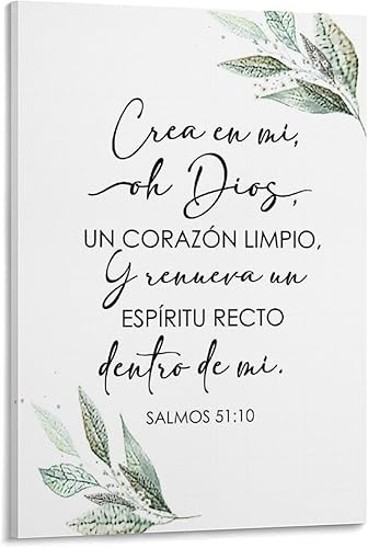 Miniatura 1 de Versículo bíblico español, Salmos 51 10, Crea En Mi Oh Dios Un Corazón Limpio, Verso De La Biblia, Póster Español Pintura Decorativa Lienzo Pósters