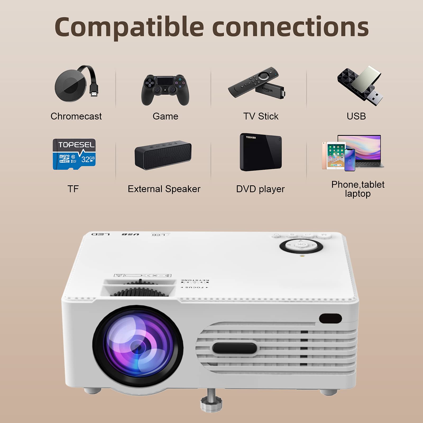 モコ　comosmax プロジェクター Amazon.com: MOSECO 2022 Upgraded 7500Lumens Mini Projector
