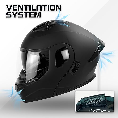 Miniatura 4 de Casco para motocicleta integral, negro mate, con certificación DOT, diseño abatible