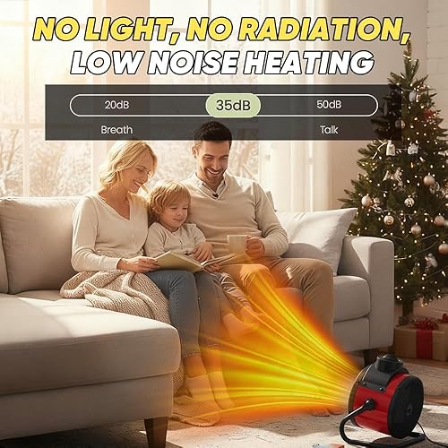 Miniatura 5 de Saker - Potente cañón de calefacción portátil de 3000 W, cañón de calentamiento rápido PTC con ángulo ajustable de 90, 2 ajustes de calor y