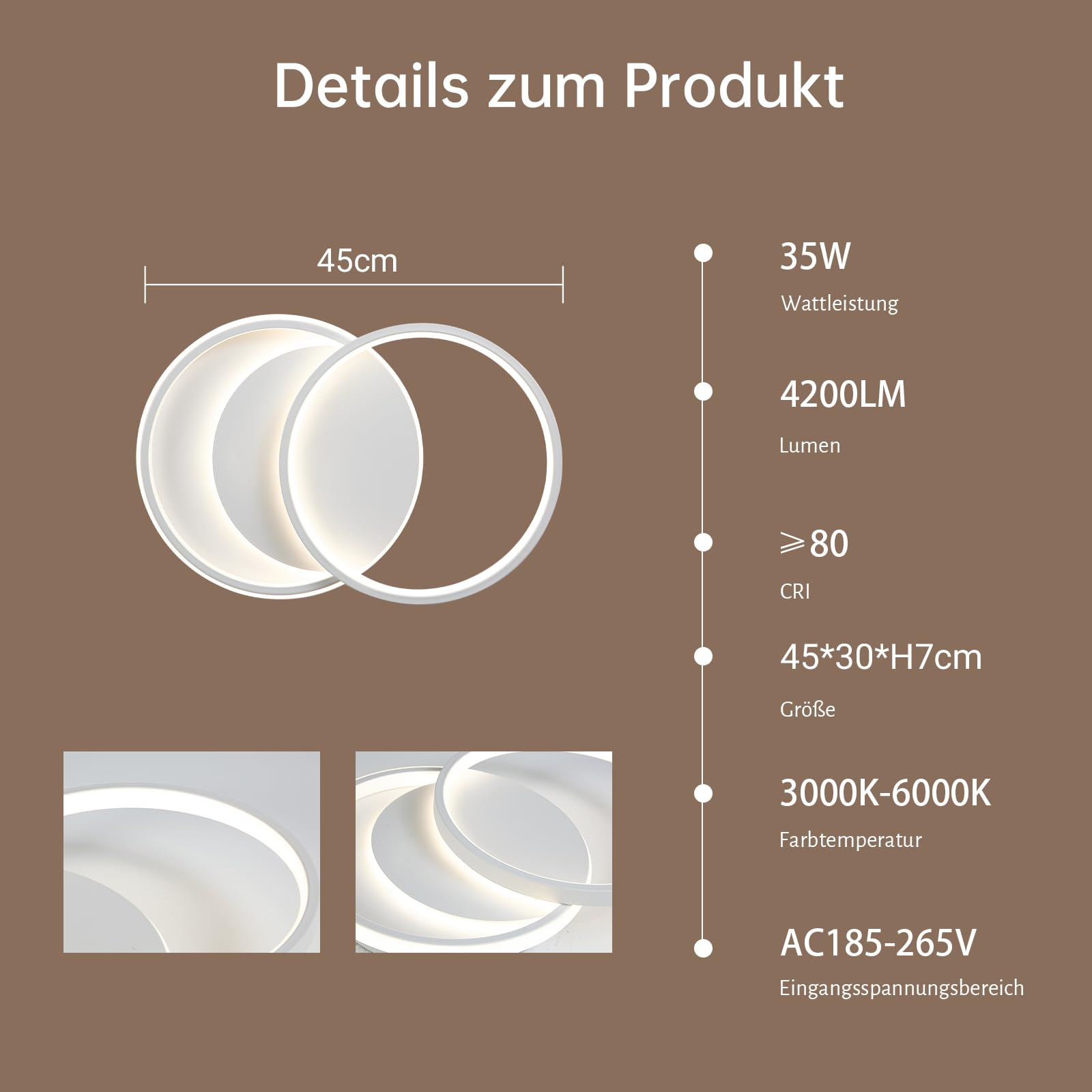 BAYHT LED Deckenleuchte Dimmbar 35W 3500LM, Moderne Deckenlampe mit Fernbedienung, 3000K-6500K, Nachtlicht & Memory-Funktion, 45×30cm, für Wohnzimmer Schlafzimmer Küche
