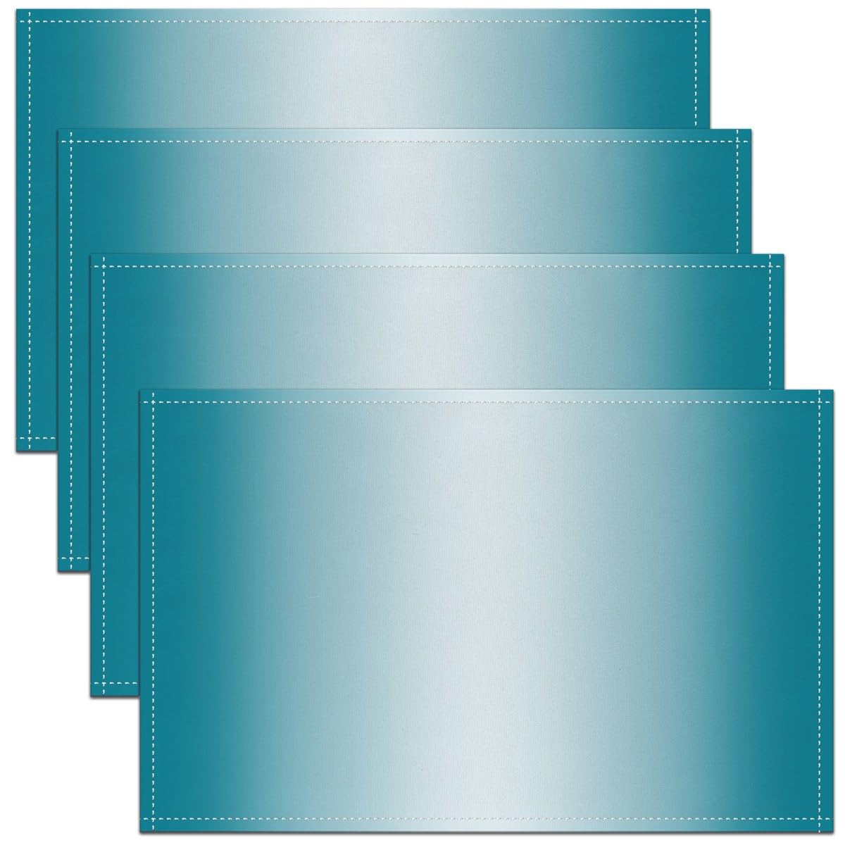 45x30cm Teal Blue Gradient Style Placemat - Ombre White Washable Fabric Table Mats For Kids, Women, Men - Geometric Table Place Mats