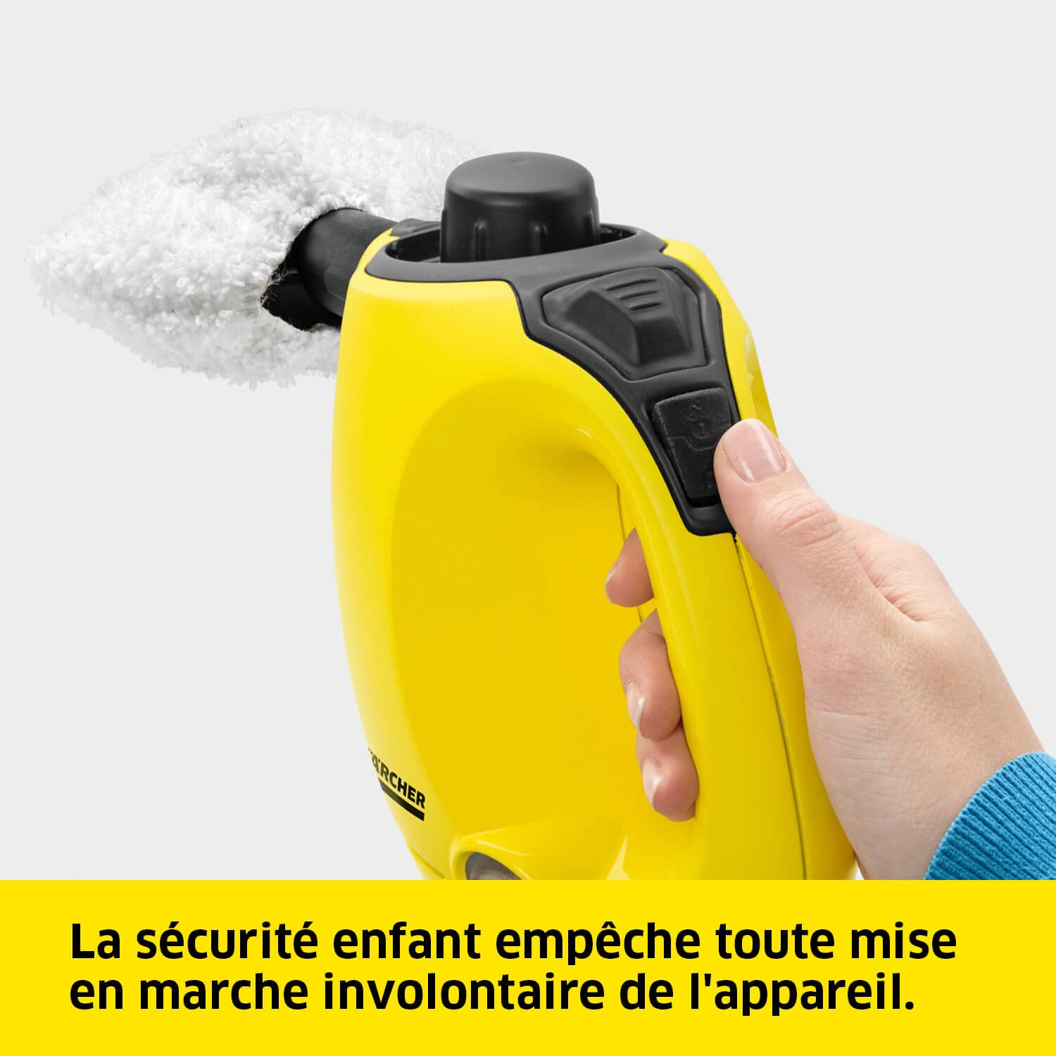 Kärcher Nettoyeur Vapeur SC 1, Pression Vapeur : 3 bar, Temps de Préchauffage : 3 min, Puissance : 1 200 W, Surface : 20 m², Réservoir : 200 ml, avec Buse à Main, Jet Crayon & Powerbuse, Brosse Ronde