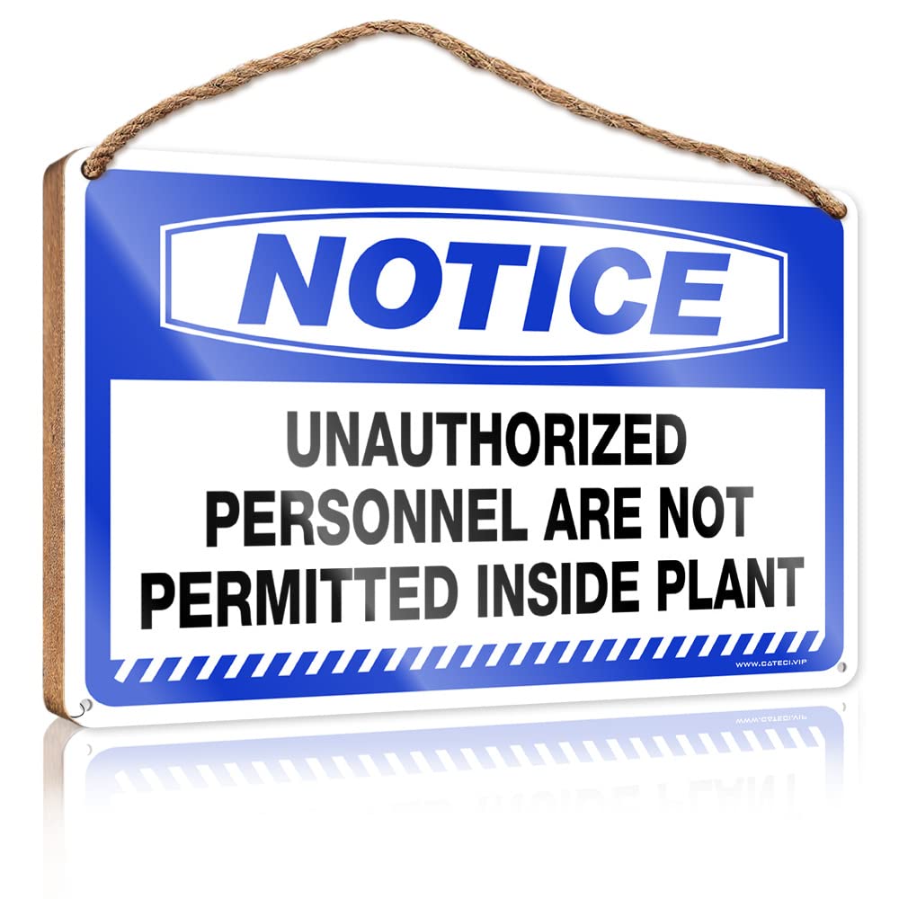 Dtha One Color Bathroom Wood Hanging Sign Notice Unauthorized Personnel Are Not Permitted Inside Plant Wooden Sign Outdoor Signs For Porch Front Door Decor(23X35cm)