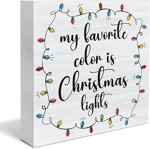 Miniatura 25 de Letrero rústico de madera con texto en inglés «Merry Christmas», decoración navideña estilo granja para mesa o estante, 5 x 5 pulgadas