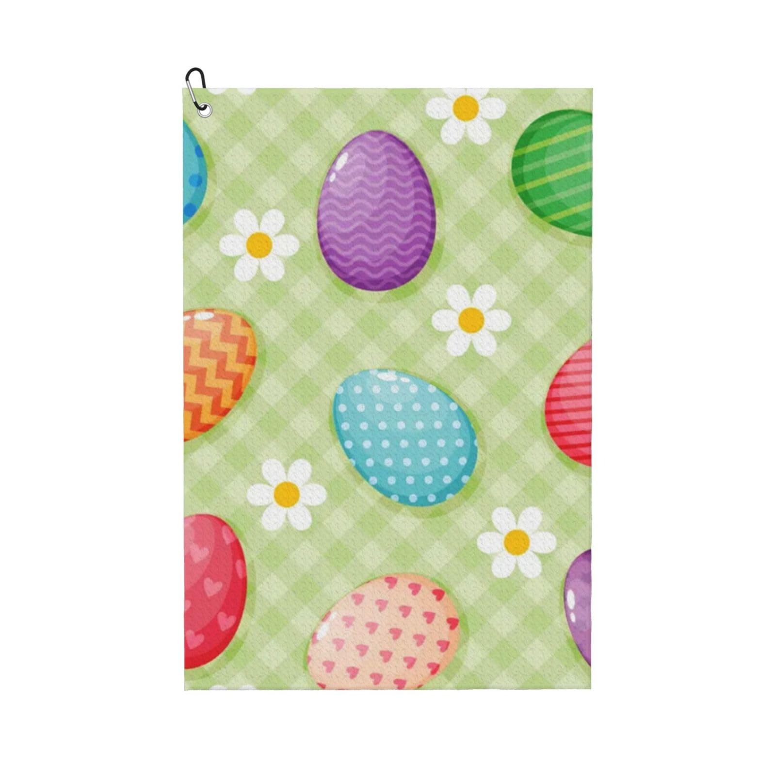 Hnnkloy Happy Easter Colorful Easter Eggs, 16x24 in Portable Waffle Golf Towels with Carabiner Clip for Golf Bag