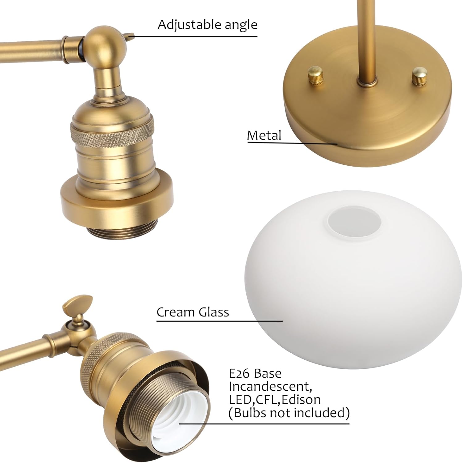 Pathson Milk White Glass Wall Sconce Lamp, Hardwired Vintage Bathroom Vanity Light Fixture for Wall Painting, Living Room, Foyer, Kitchen Sink, Bedroom, Farmhouse Lighting