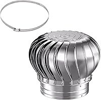 Vista 1 de Cubierta de turbinas eólicas para techo, ventilador de turbina redonda, 304 de acero inoxidable con tapa de escape, ventilación impermeable, 4.331