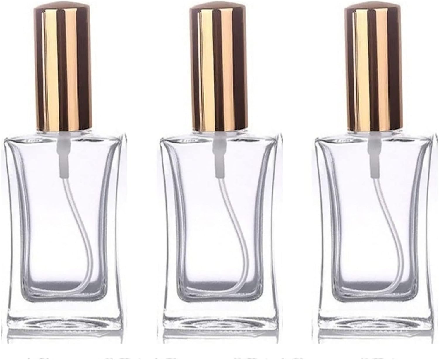 Paradise 3 Adet 50 Ml Cam Yeniden Doldurulabilir Sprey Kolonya Boş Parfüm Şişesi Altın Renk Kapaklı