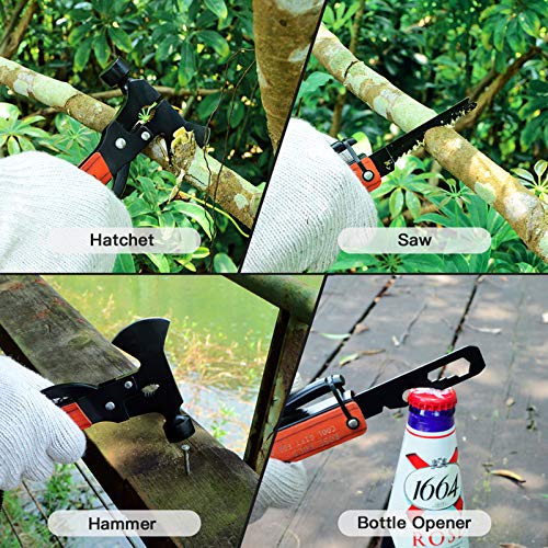 Rose Kuli Camping Accessories Multitool,18 in 1 Multitool Hatchet Gift for Men Women Multitool Camping Axe Hammer Saw Screwdrivers Pliers Birthday Gifts for Dad Husband Boyfriend