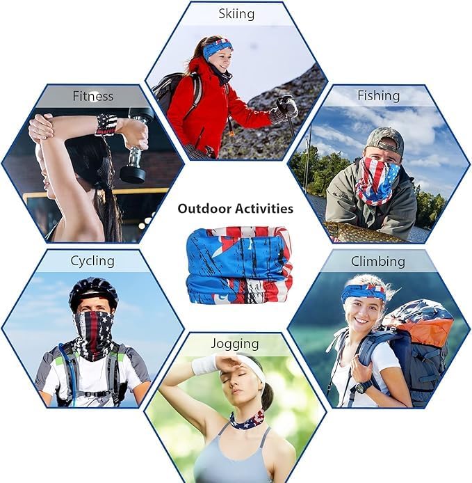 Sun Protection Face Mask Neck Gaiter - 9 Pack Breathable UV Protection Scarf for Men & Women, Hiking, Cycling, Fishing - Image 6