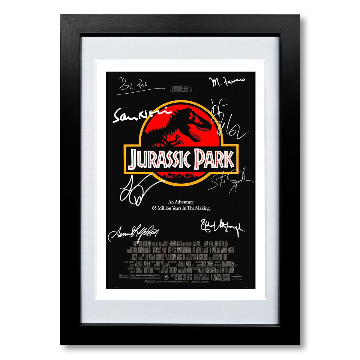 Jurassic Park Cast Signed A4 Poster Photo Print Framed Autograph Gift Movie Film Sam Neill Laura Dern Jeff Goldblum (A4 BLACK FRAMED & MOUNTED)