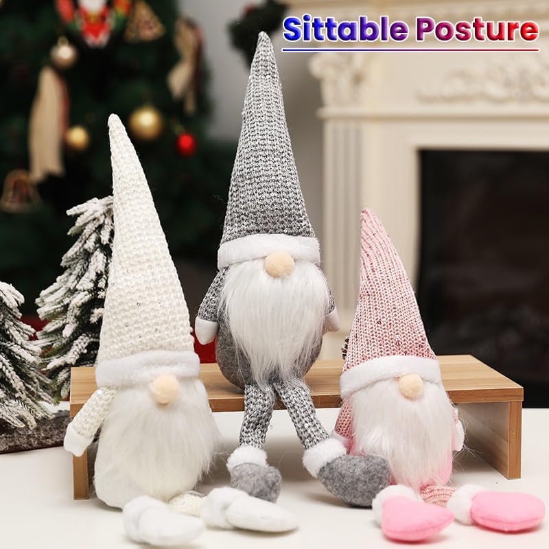 Miniatura 7 de Adornos de Navidad enanos, juguetes de peluche de gnomo, decoración de Navidad, muñeco de anciano sin rostro para interiores con patas colgantes,