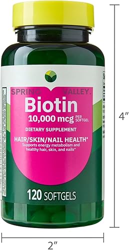 Miniatura 7 de Biotin Suplemento dietético para la salud del cabellopiellas uñas, cápsulas blandas, Spriing Vallley, 10,000 mcg, 120 unidades (paquete de 1)