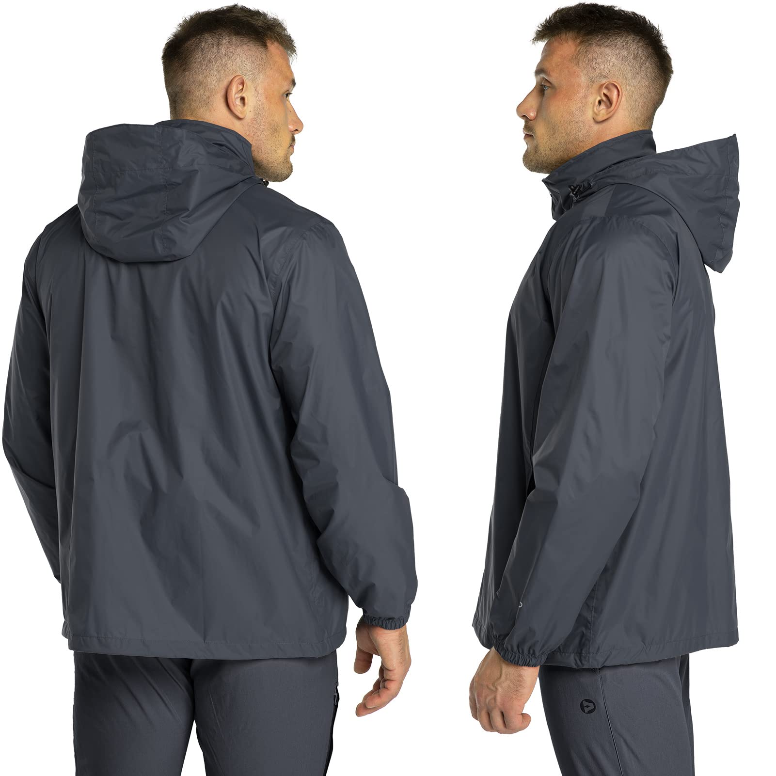 33,000ft Chaqueta de Lluvia para Hombre, Ligera, Impermeable, Plegable, con Capucha, Chubasquero para Bicicleta, Chaqueta de Lluvia, Cortavientos, Chaqueta de Camping, para Exteriores, azul oscuro, M