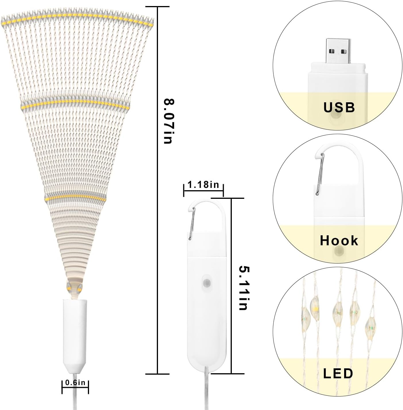 ハンギング花火ライト 120LED フェアリーストリングライト 充電式 8つのモード Likes Star 防水 ウォームライト リ